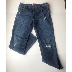 Arizona Jeans Mens Size 34x30.5 Slim Straight Distressed Denim Blue